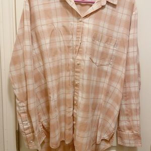 Madewell oversized ex- boyfriend pink plaid shirt